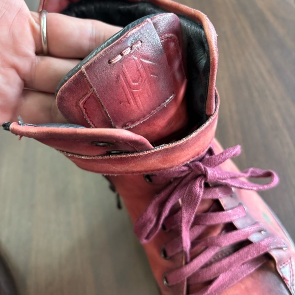 JUMP maroon/red  leather hi top sneaker 8 - Picture 10 of 13